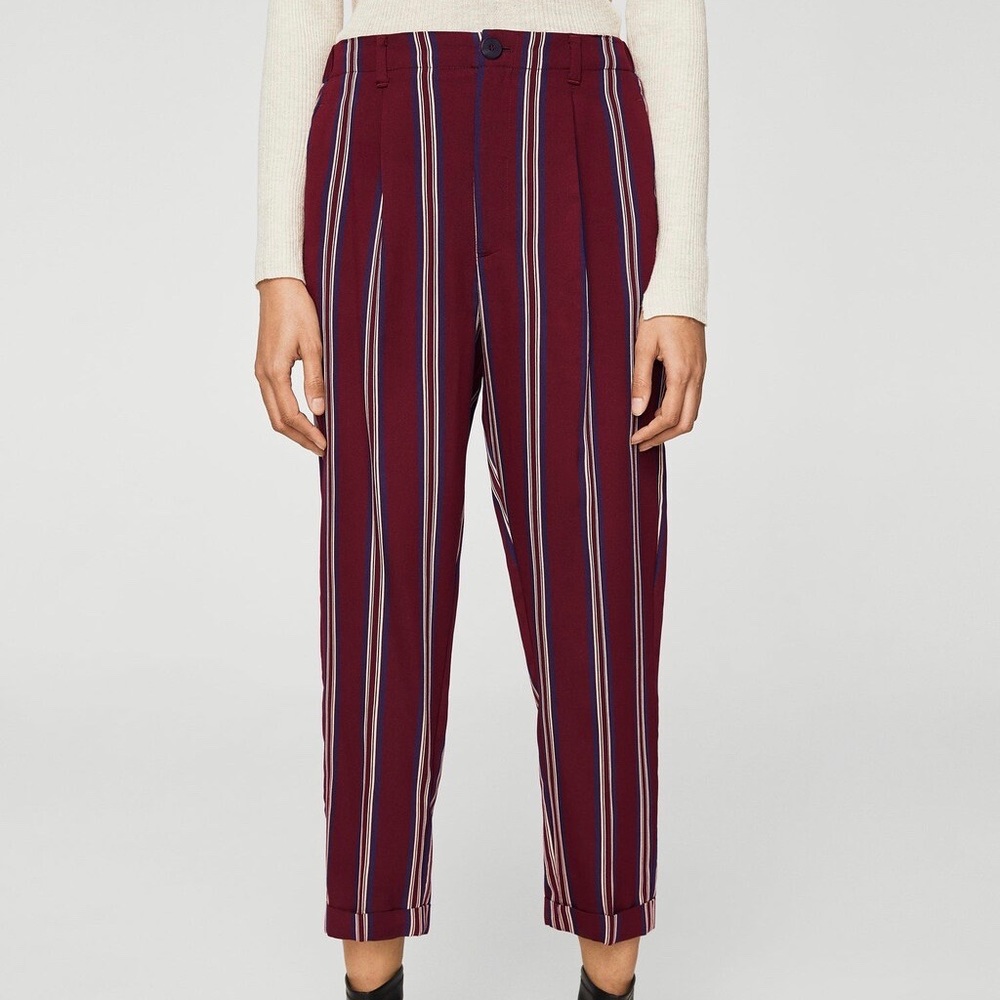 Mango Striped Crop Pants